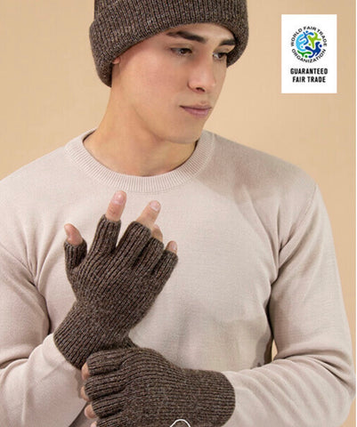 Men's Alpaca Half Finger Gloves