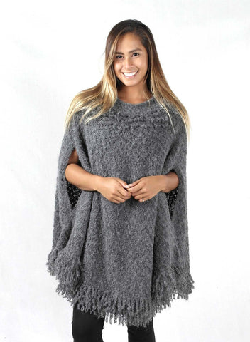 Baby Alpaca Poncho - Caraveli - Charcoal