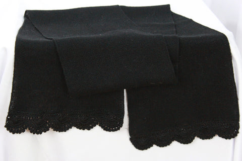 Milan Crochet Edge Baby Alpaca Scarf- Black