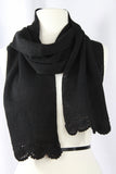 Milan Crochet Edge Baby Alpaca Scarf- Black
