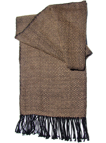 Alpaca Scarf - Alpaca & Silk Handwoven Scarf Black & Gold