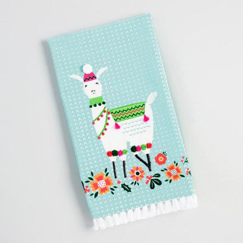Embroidered Llama Kitchen Towel