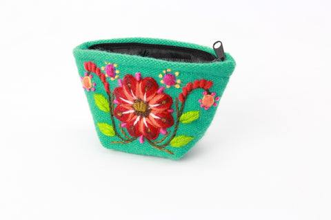 Handmade Wool Flower Change Purses