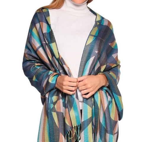 Retro Striped Alpaca Shawl